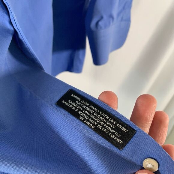 Jos A Bank Traveler Collection Shirt Men's 16 32 Blue Button Up Long Sleeve - Picture 4 of 6